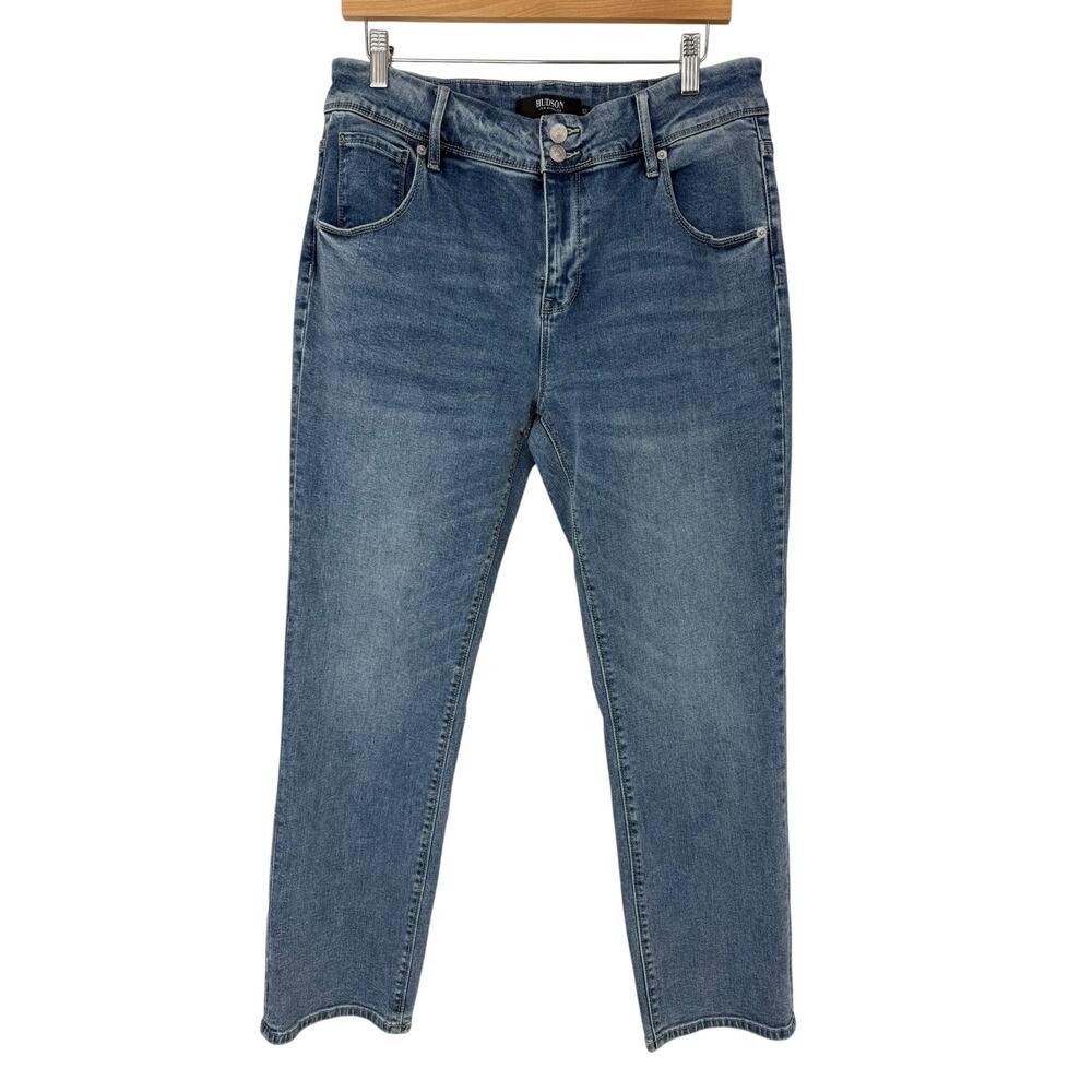 Hudson Jeans Size 12 Blue Mid Rise Straight Ankle Stretch Denim Clean Girl